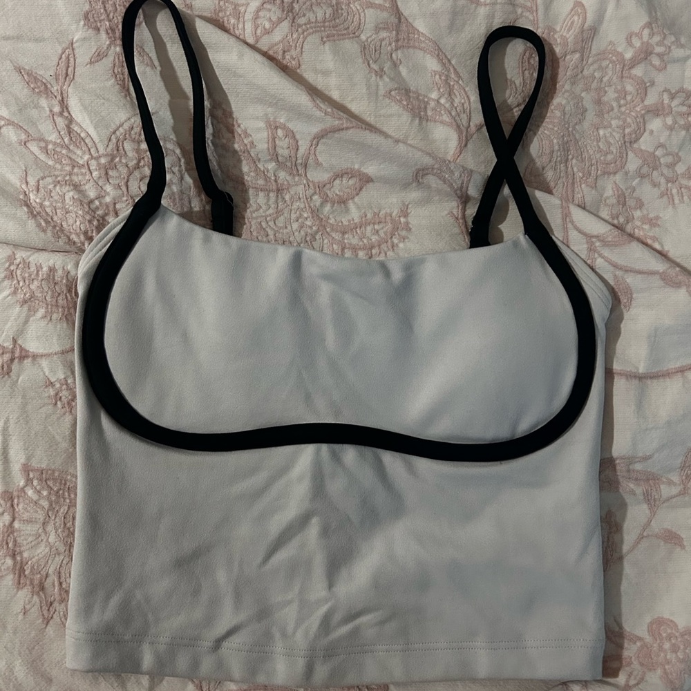 Stylish White Crop Top with Black Trim